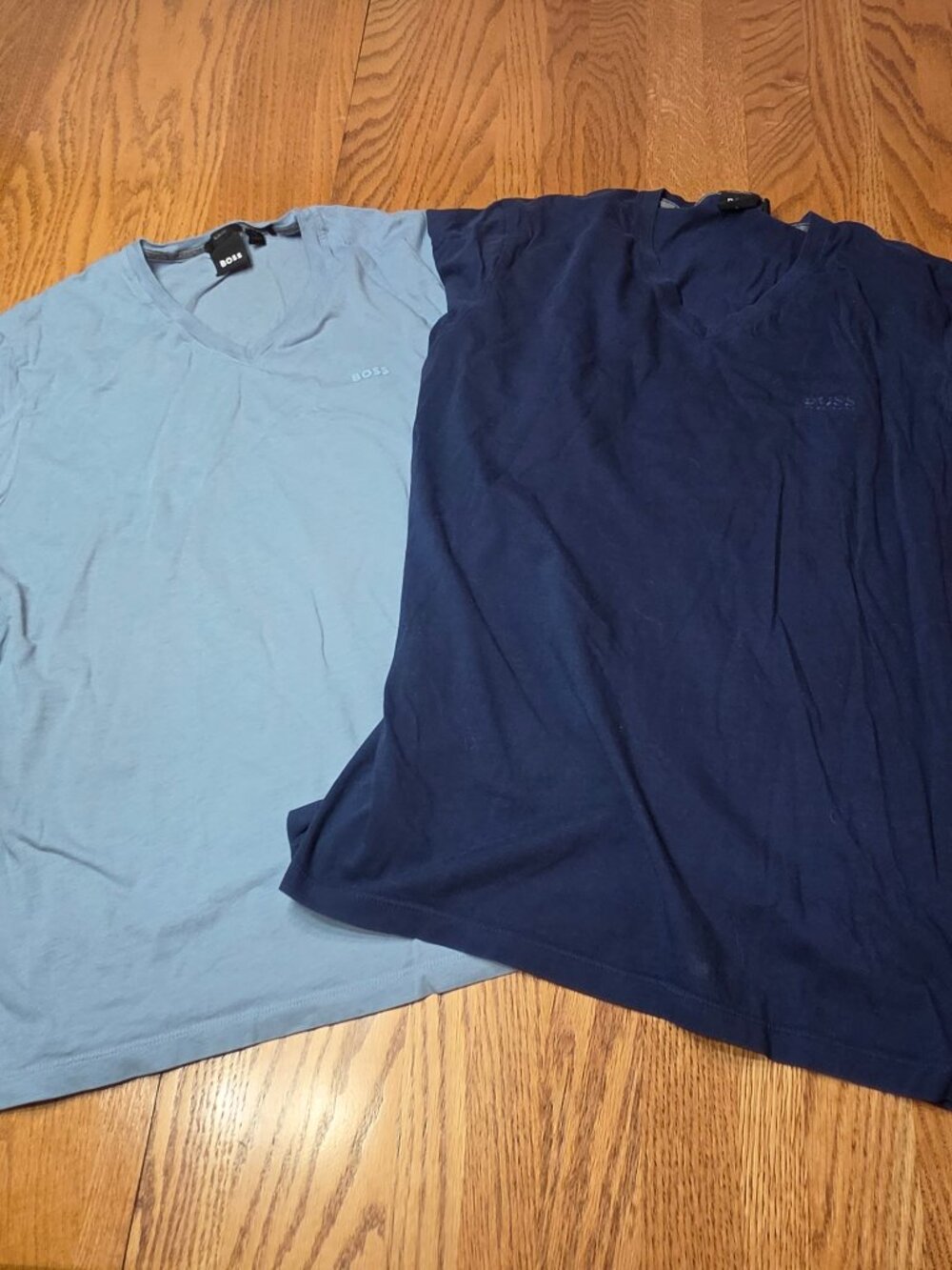 Boss Slim Fit Mens Short Sleeve Shirt set of 2 Blue and Navy Size Medium